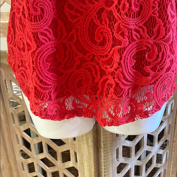 First Love Elegant Red Lace Women’s Racer Back Tank With Gold Mandala Necklace - Picture 5 of 12